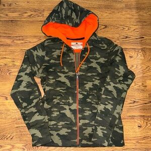 American Giant Womens Camo Camouflage Full Zip Hoodie Army Green Orange M